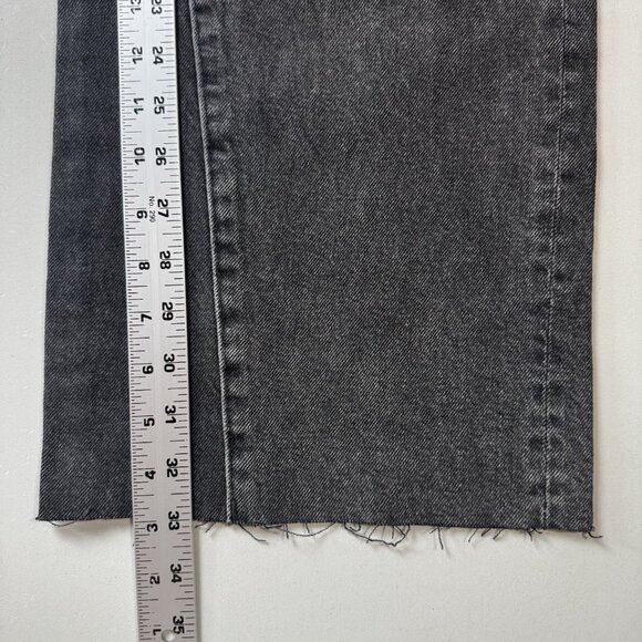 Express Jeans Womens 12R Black Wide Leg High Rise Stretch Distressed Raw Hem - Picture 11 of 13